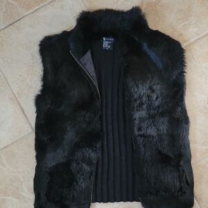 Simple Sisters Black Fur Vest Size S